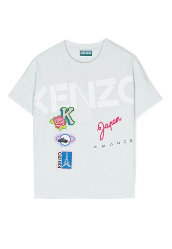 Kenzo Kids graphic-print cotton T-Shirt - Blu