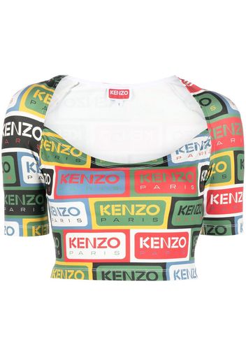 Kenzo logo-print crop top - Verde