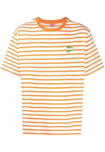 Kenzo striped logo-print T-shirt - Arancione