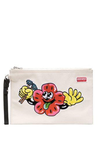 Kenzo motif-embroidered clutch bag - Toni neutri