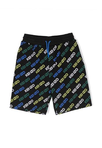 Kenzo Kids logo-print drawstring shorts - Nero