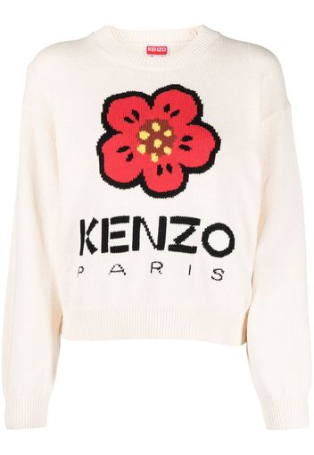 Kenzo Maglione Boke Flower con intarsio - Bianco