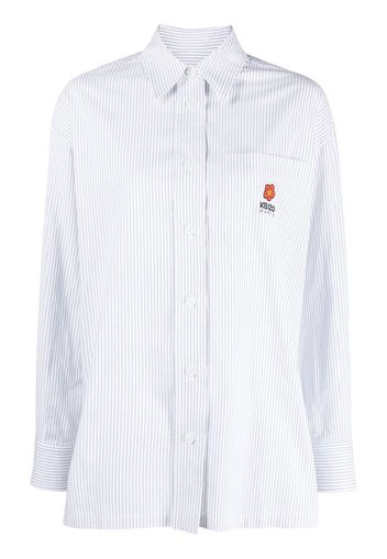 Kenzo embroidered-logo pinstripe shirt - 77BLEU