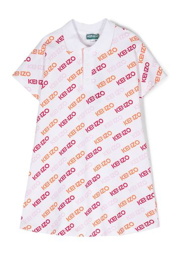 Kenzo Kids all-over logo-print dress - Bianco