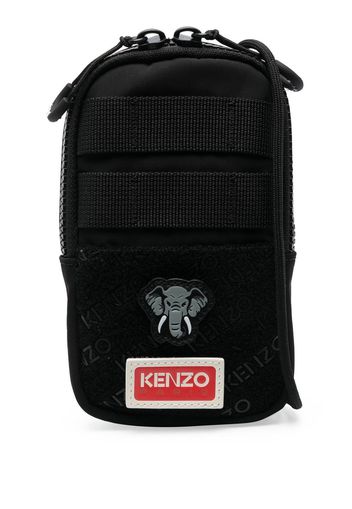 Kenzo Elephant-embroidery phone case lanyard - Nero