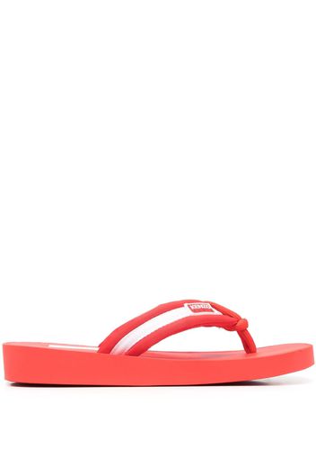 Kenzo logo-patch striped flip flops - Rosso