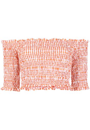 Kenzo off-shoulder gingham top - Arancione