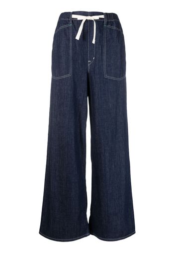 Kenzo logo-patch wide-leg trousers - DM BLUE