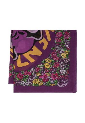 Kenzo floral-print logo scarf - Viola