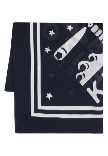 Kenzo logo-stamp printed bandana scarf - Blu