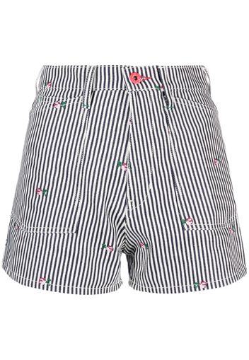 Kenzo striped embroidered high-waisted shorts - Bianco