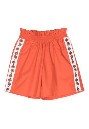 Kenzo Kids floral-print cotton shorts - Arancione