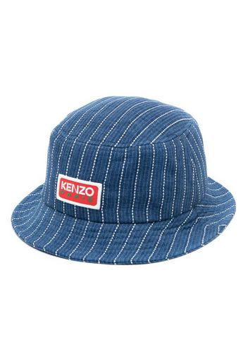 Kenzo logo-patch denim bucket hat - Blu