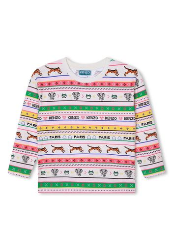 Kenzo Kids graphic-print long-sleeved T-shirt - Toni neutri