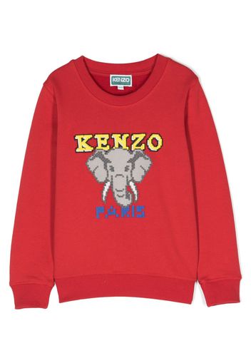 Kenzo Kids Felpa girocollo con ricamo - Rosso