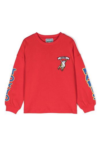 Kenzo Kids logo-patch jersey-fleece sweatshirt - Rosso