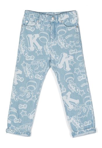 Kenzo Kids graphic-print straight-leg jeans - Blu
