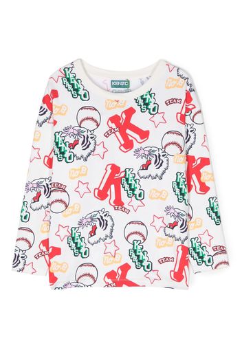 Kenzo Kids graphic-print stretch-cotton T-shirt - Bianco