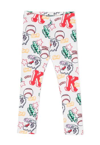 Kenzo Kids graphic-print elasticated-waistband leggings - Toni neutri