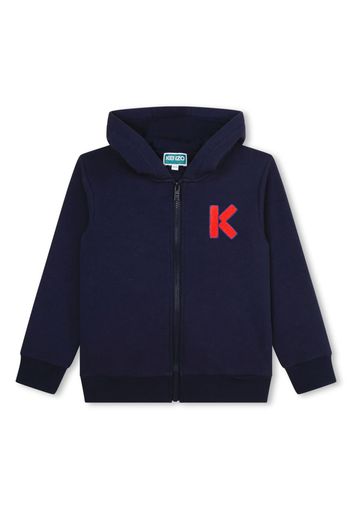 Kenzo Kids logo-patch zip-up hoodie - Blu