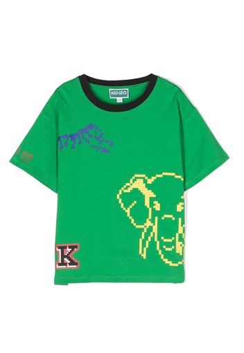 Kenzo Kids logo-print organic-cotton T-shirt - Verde