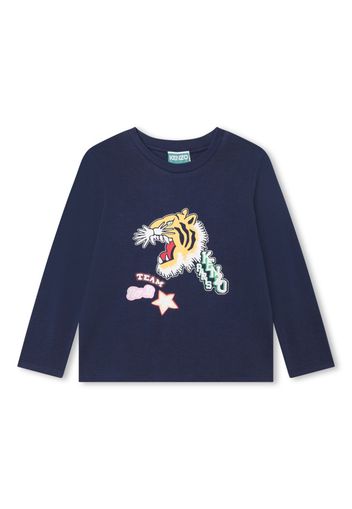 Kenzo Kids graphic-print cotton T-shirt - Blu