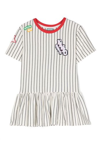 Kenzo Kids appliqué-detail striped dress - Bianco