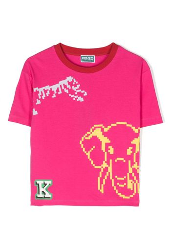 Kenzo Kids cartoon-print cotton T-shirt - Rosa