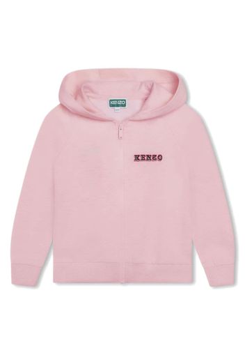 Kenzo Kids logo-embroidery zip-up hoodie - Rosa