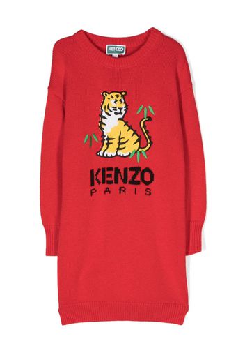 Kenzo Kids Abito con logo a intarsio - Rosso