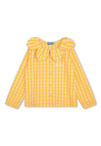 Kenzo Kids logo-embroidered check-pattern shirt - Giallo