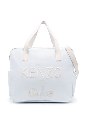 Kenzo Kids logo-embossed cotton changing bag - Blu