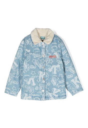 Kenzo Kids logo-print denim jacket - Blu