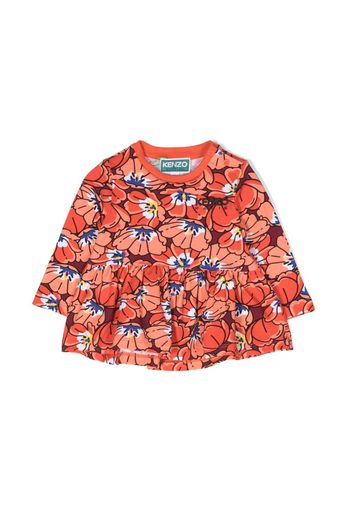 Kenzo Kids floral-print long-sleeved top - Arancione