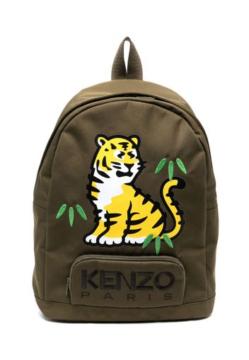 Kenzo Kids logo-embroidered zipped backpack - Verde