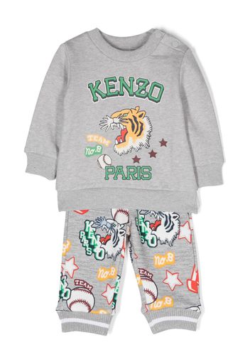 Kenzo Kids graphic-print cotton track suit - Grigio