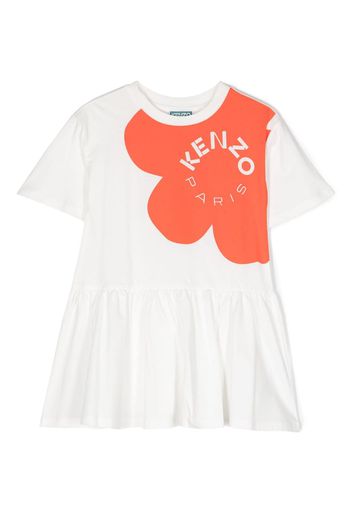 Kenzo Kids logo-print cotton dress - Bianco