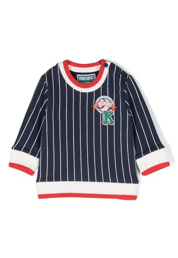 Kenzo Kids Felpa a righe con ricamo - Blu