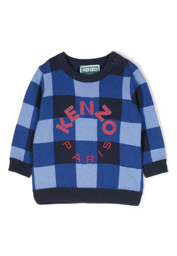 Kenzo Kids Felpa a quadretti con ricamo - Blu