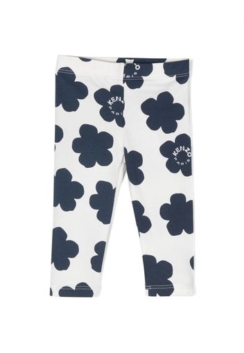 Kenzo Kids floral-print cotton leggings - Bianco