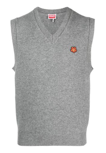 Kenzo Boke Flower appliqué knitted vest - Grigio