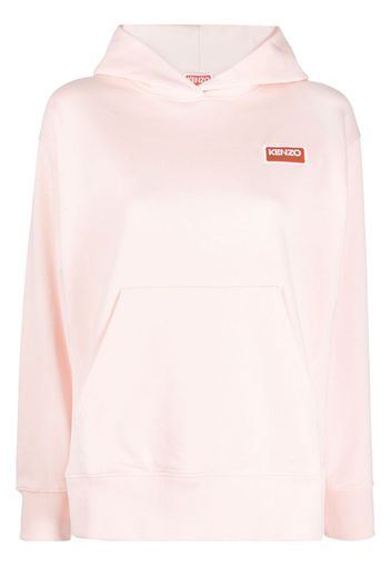 Kenzo logo-embroidered cotton hoodie - Rosa