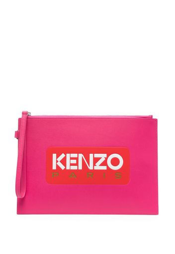 Kenzo logo-print leather clutch bag - Rosa