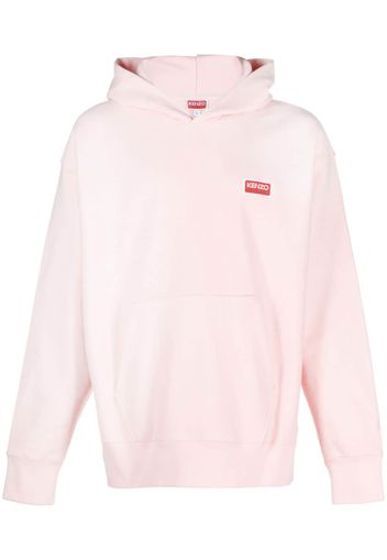 Kenzo logo-patch cotton hoodie - Rosa