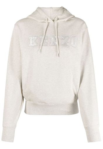 Kenzo logo-embroidered fleece hoodie - Grigio