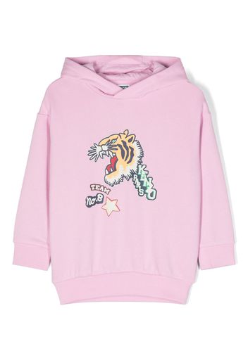 Kenzo Kids tiger-print cotton hoodie - Rosa