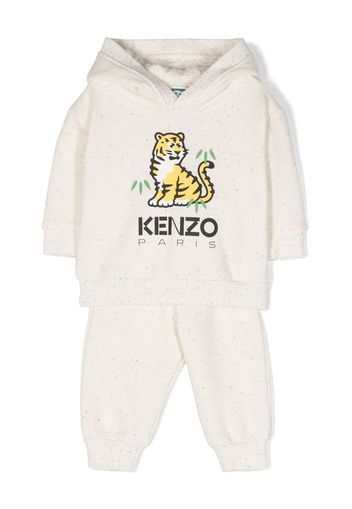 Kenzo Kids logo-print jersey-fleece tracksuit - Toni neutri