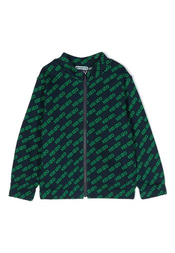 Kenzo Kids logo-print cotton jacket - Blu