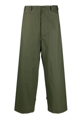 Kenzo mid-rise wide-leg cotton trousers - Verde