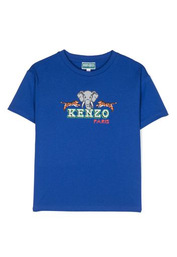 Kenzo Kids logo-print short-sleeve T-shirt - Blu